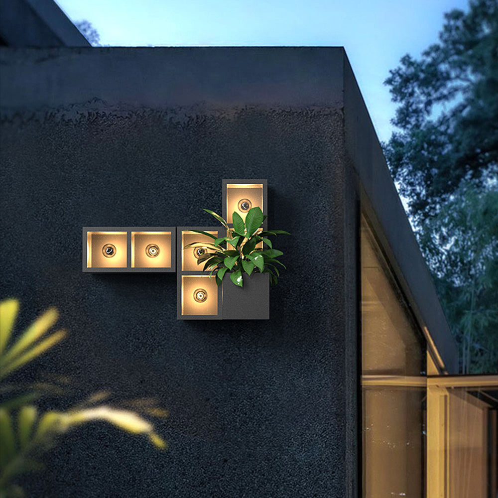 Aplique de Pared Exterior LumaSquare® – Diseño Cúbico en Metal y Vidrio