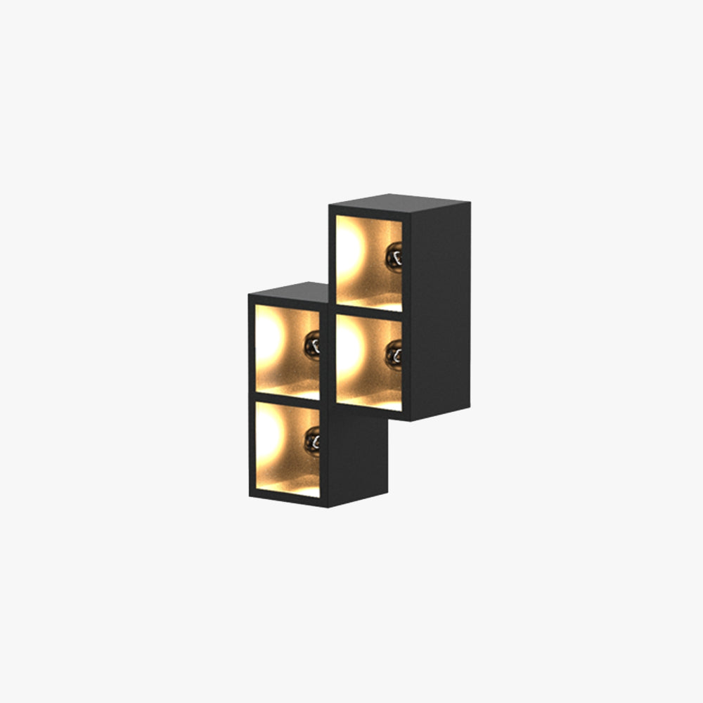 Aplique de Pared Exterior LumaSquare® – Diseño Cúbico en Metal y Vidrio