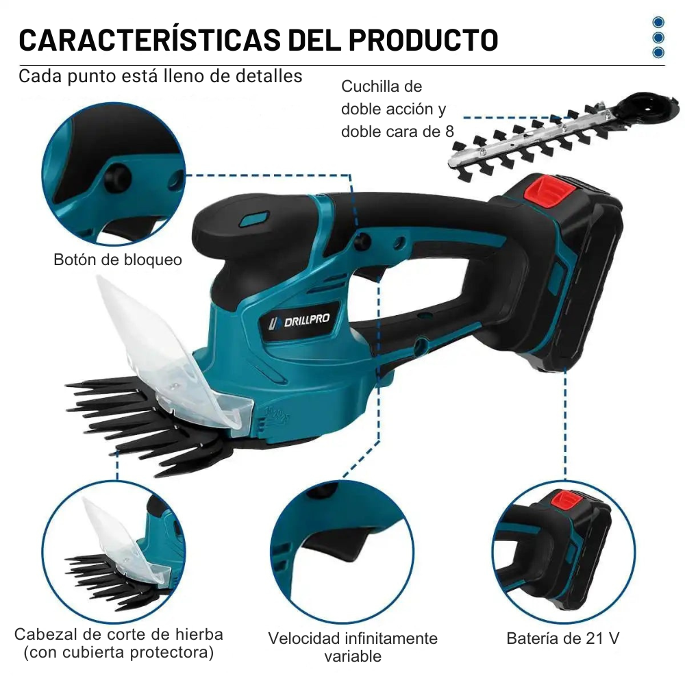 Cortasetos Eléctrico 2-en-1 Sin Cable – Compatible con Batería Makita