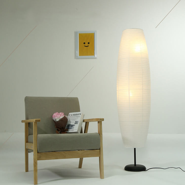 Lámpara de pie nórdica de papel de arroz – Estilo columna japonesa con 2 luces