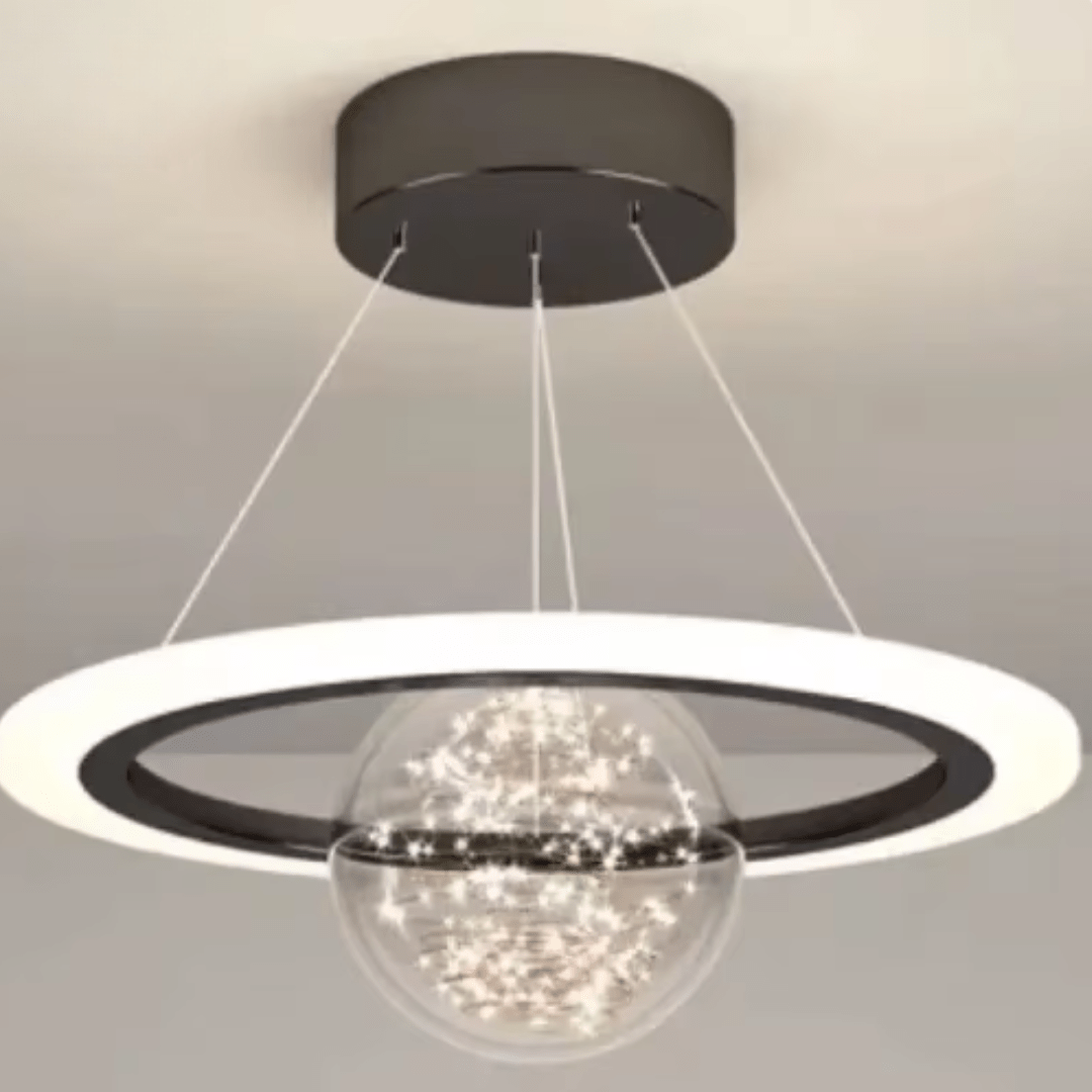 Luminoré - Lámpara de Techo con Bola Negra y Aro Estilizado