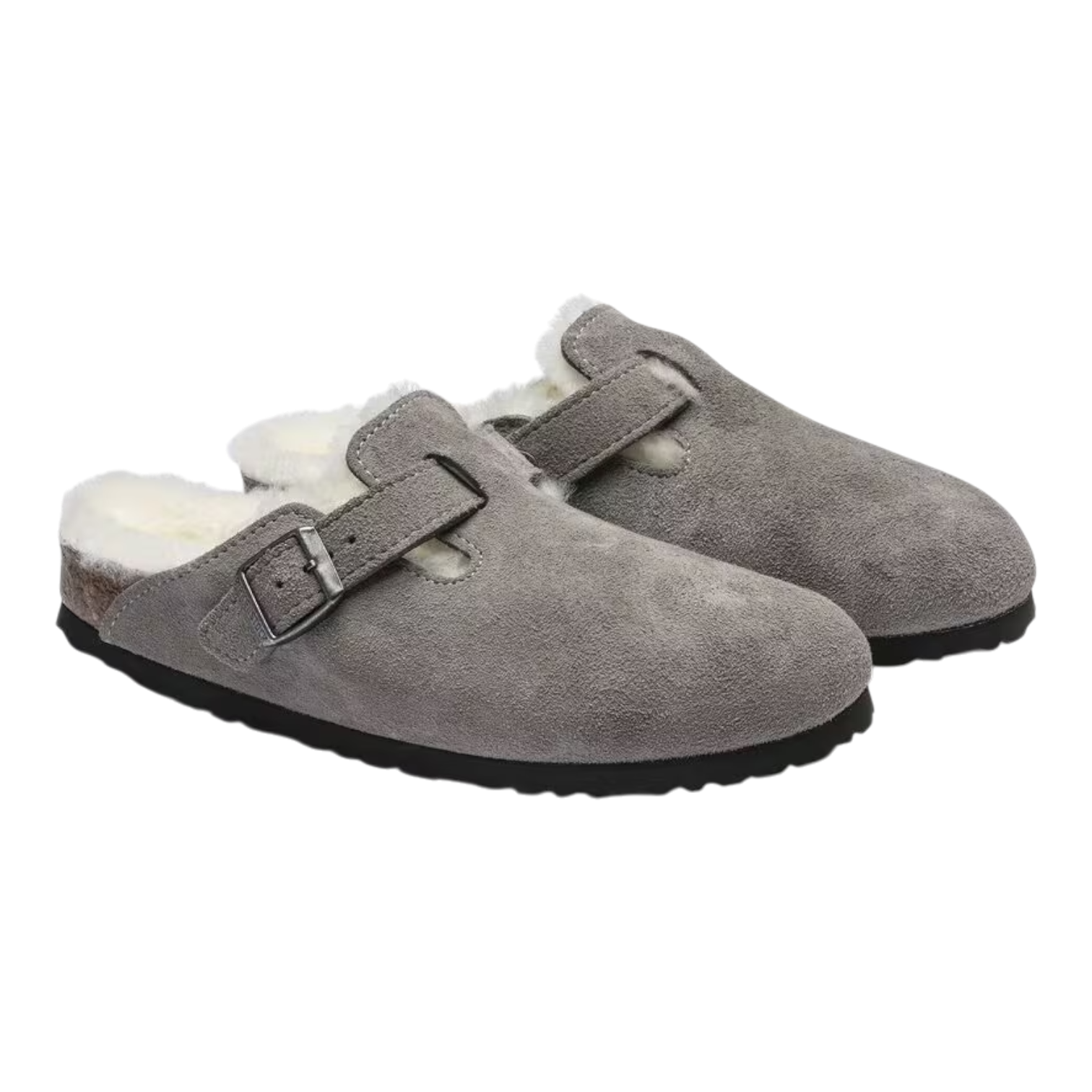 Zuecos Birkenstock Boston de Ante con Forro de Piel | Unisex