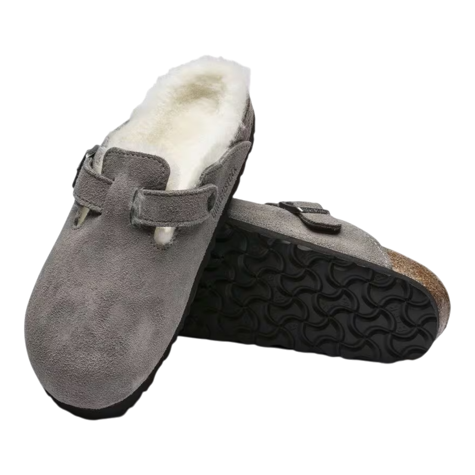 Zuecos Birkenstock Boston de Ante con Forro de Piel | Unisex