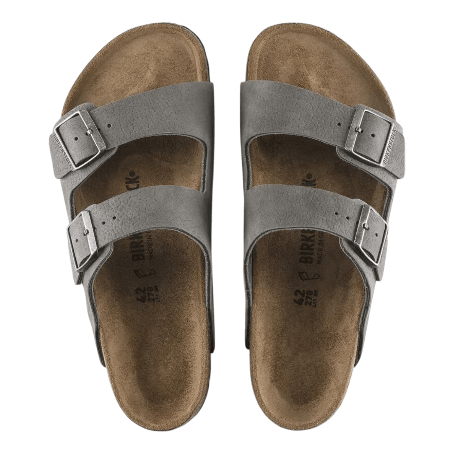 Sandalias Birkenstock Arizona de Cuero Nobuck Gris Ballena Unisex