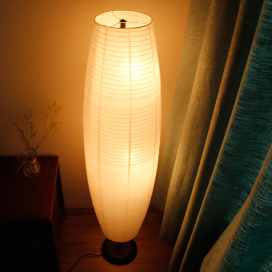 Lámpara de pie nórdica de papel de arroz – Estilo columna japonesa con 2 luces