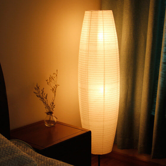 Lámpara de pie nórdica de papel de arroz – Estilo columna japonesa con 2 luces