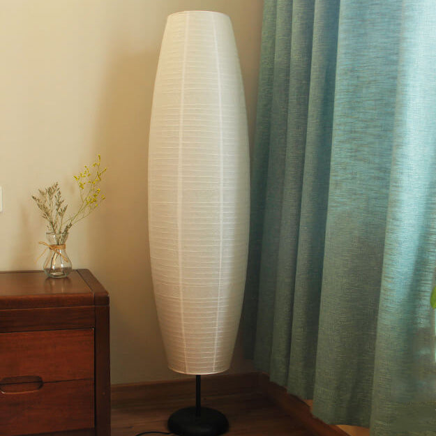 Lámpara de pie nórdica de papel de arroz – Estilo columna japonesa con 2 luces