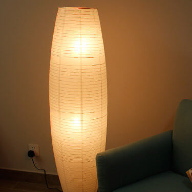 Lámpara de pie nórdica de papel de arroz – Estilo columna japonesa con 2 luces