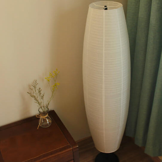 Lámpara de pie nórdica de papel de arroz – Estilo columna japonesa con 2 luces