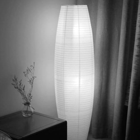 Lámpara de pie nórdica de papel de arroz – Estilo columna japonesa con 2 luces