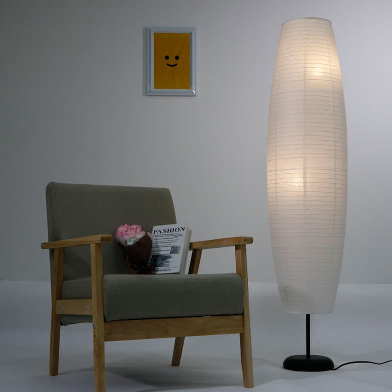Lámpara de pie nórdica de papel de arroz – Estilo columna japonesa con 2 luces