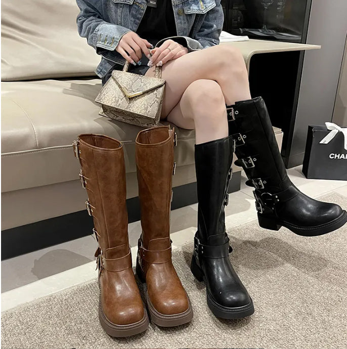 Botas Negras Mujer | Botas Con Hebillas | Botas Cómodas Mujer