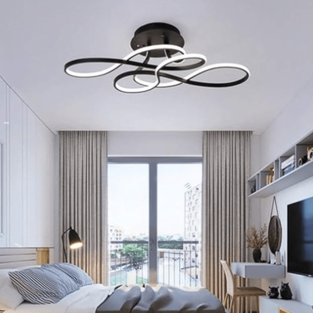 LuminaVolute - Lámpara de Techo LED con Volutas Elegante Negra