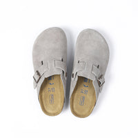 Zuecos clásicos en gamuza gris Birkenstock