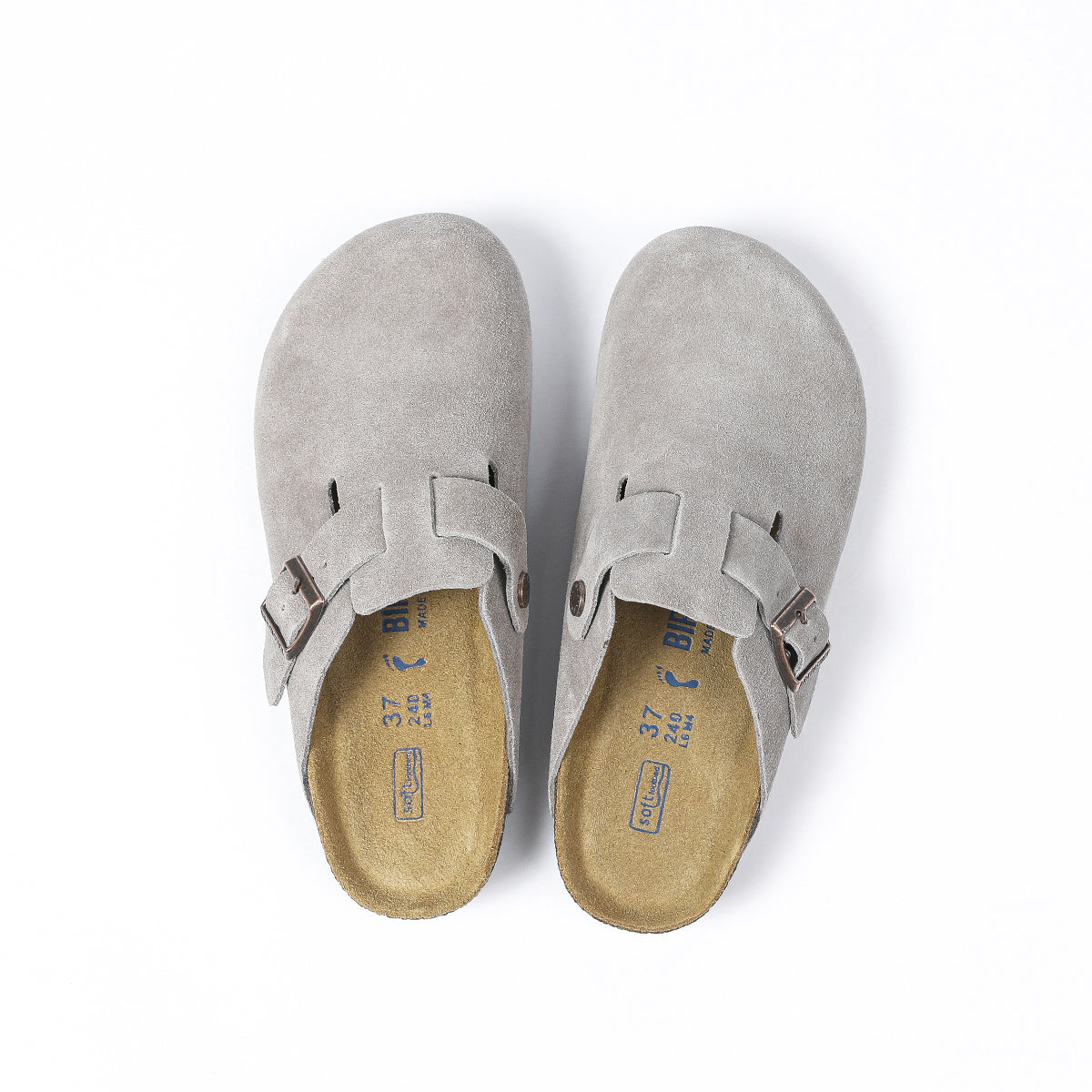 Zuecos clásicos en gamuza gris Birkenstock
