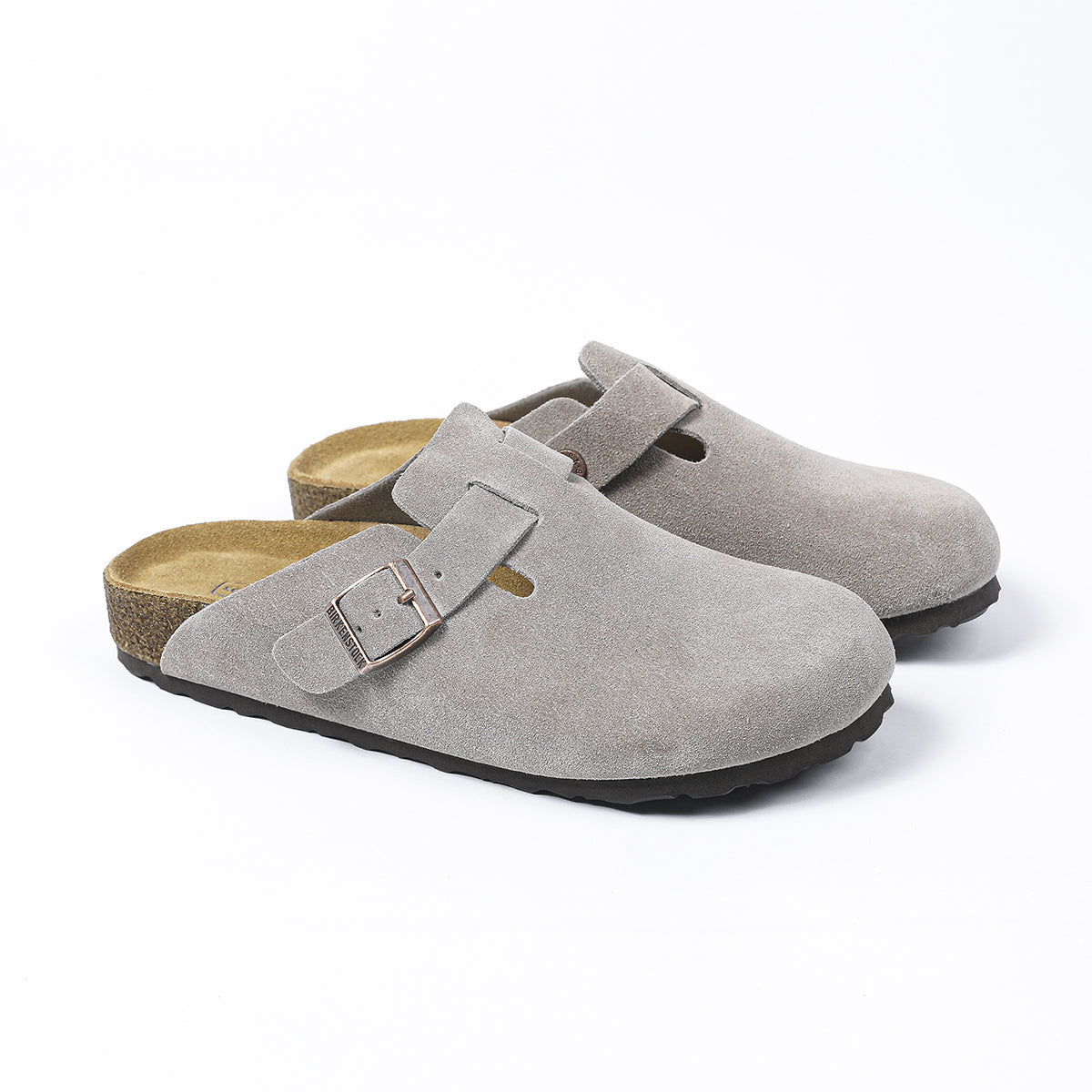 Zuecos clásicos en gamuza gris Birkenstock