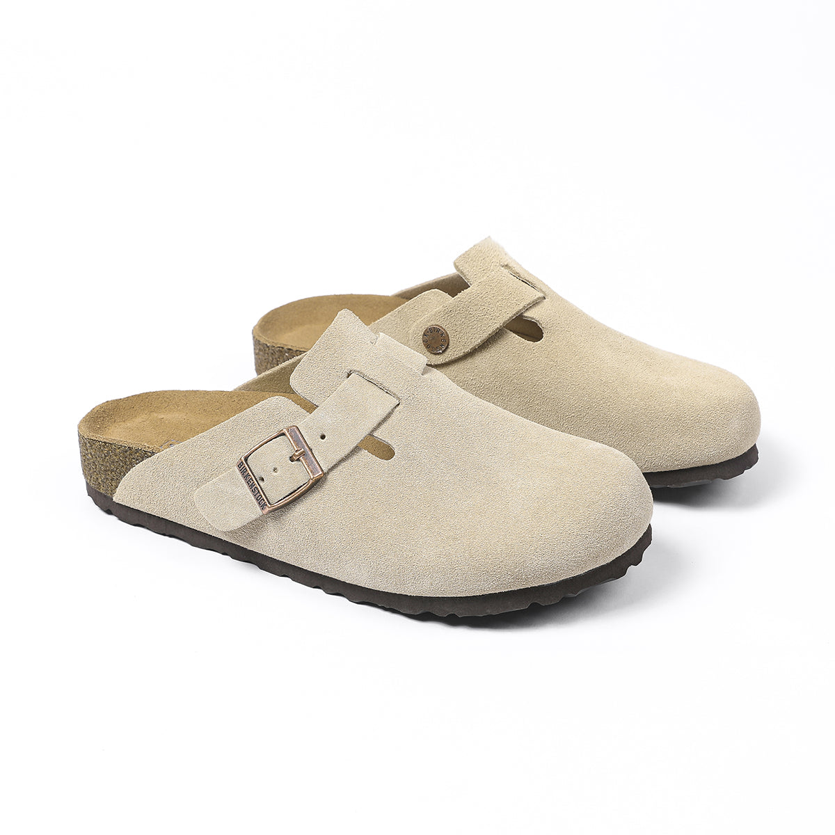 Zuecos Clásicos en Gamuza Beige Birkenstock