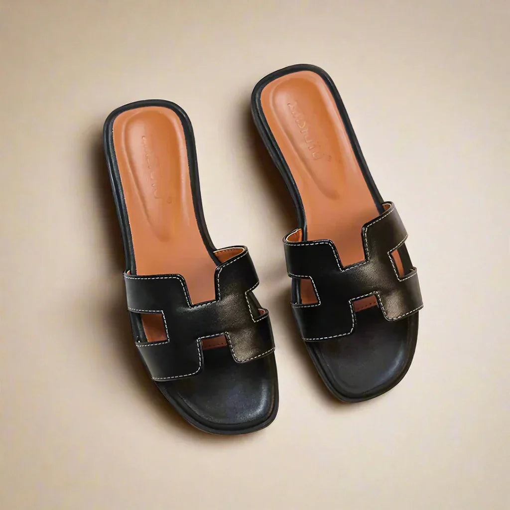 Sandalias elegantes y cómodas de verano para mujer, calzado minimalista y ligero, sandalias antideslizantes de piel PU con diseño 