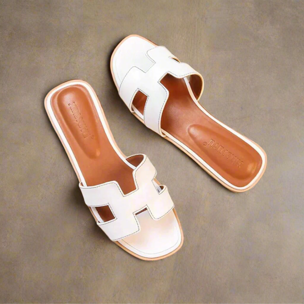 Sandalias elegantes y cómodas de verano para mujer, calzado minimalista y ligero, sandalias antideslizantes de piel PU con diseño h, 
